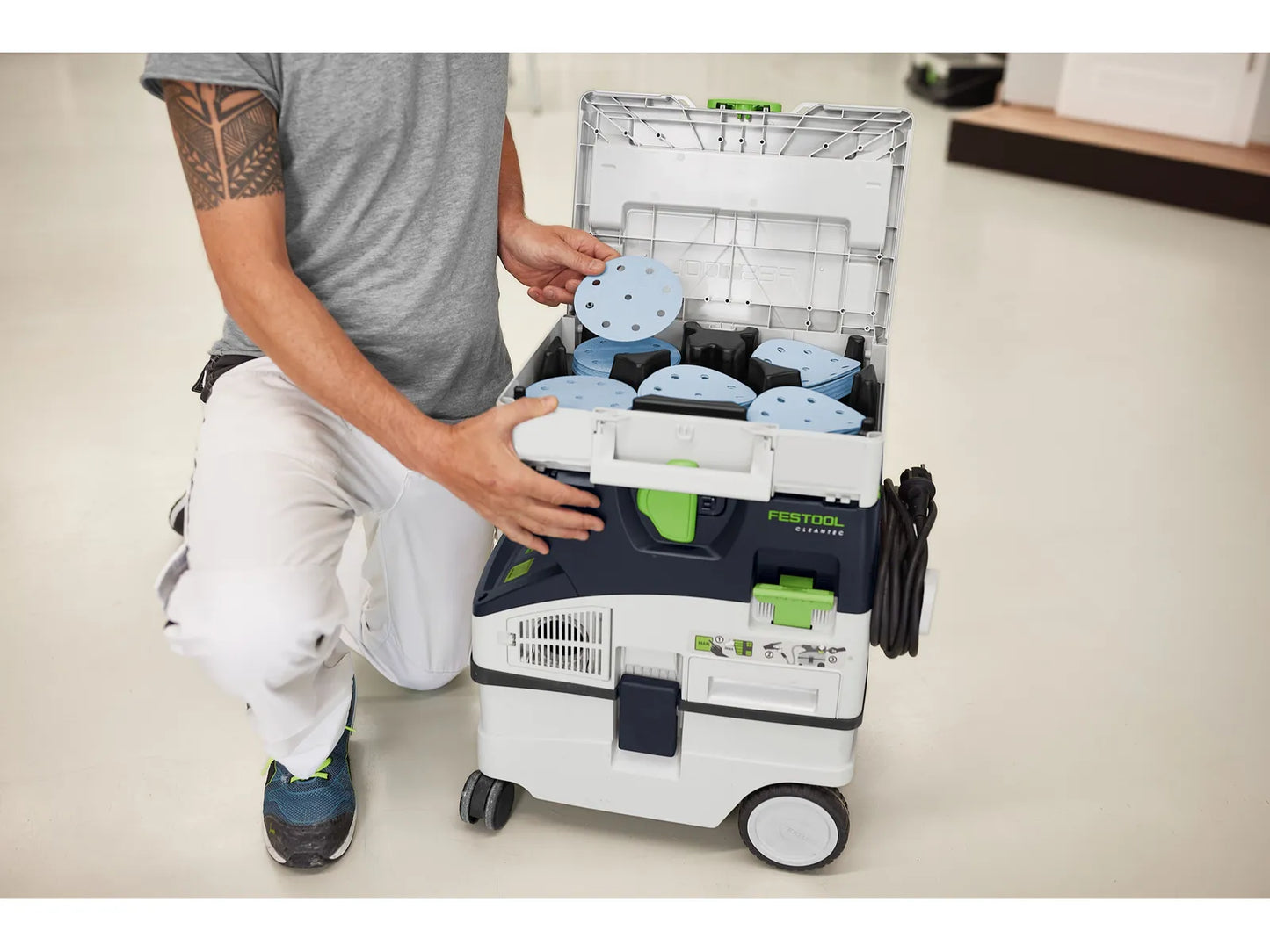 Papier de verre Festool Granat ; 125 mm ; P60/80/120/180/220 ; 100 unités