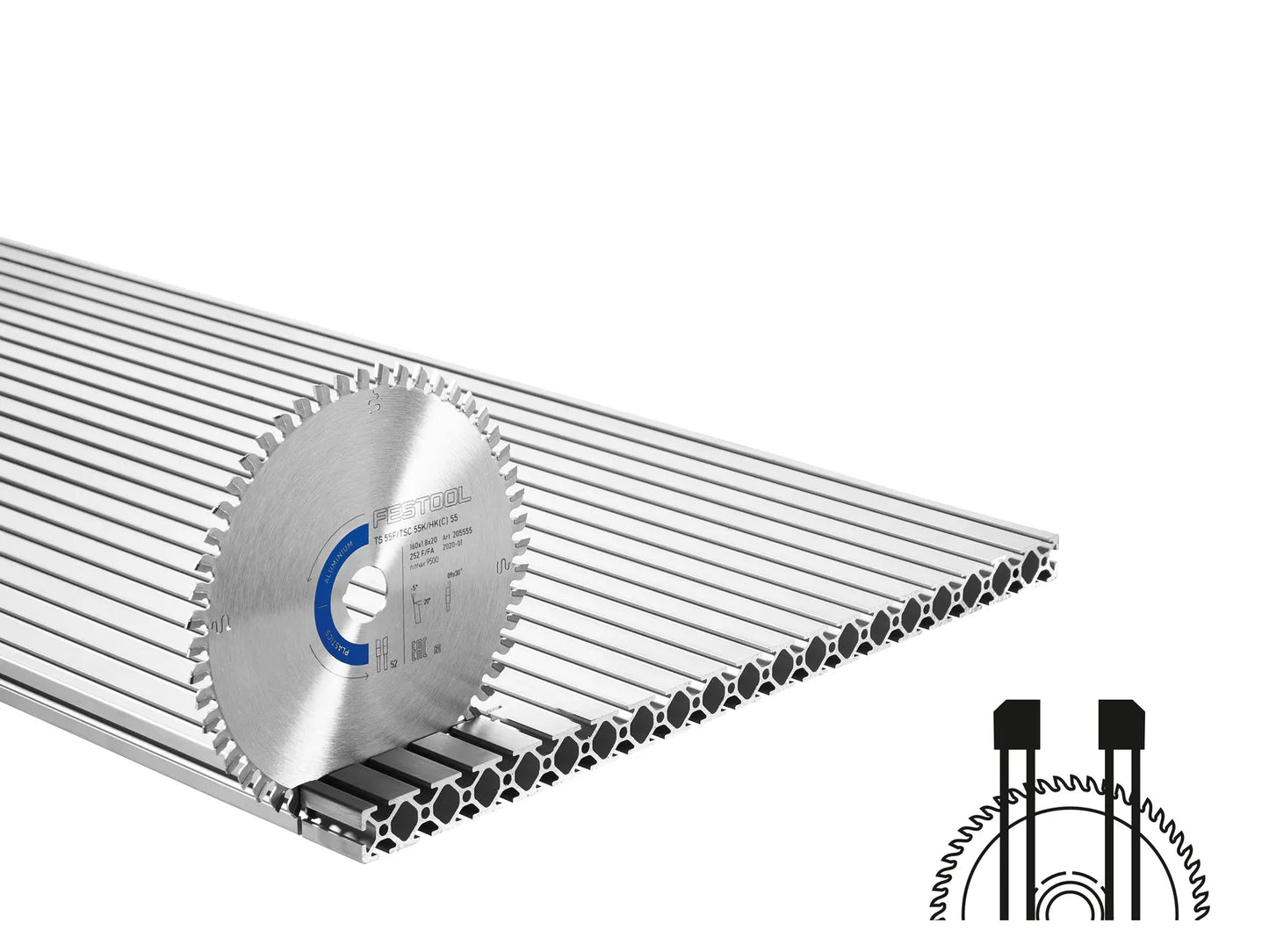 Sawing disc for aluminium Festool 205555; 160x1.8x20 mm; Z52; -5°
