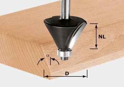 Chamfer router bit Festool 26/76 mm with bearing