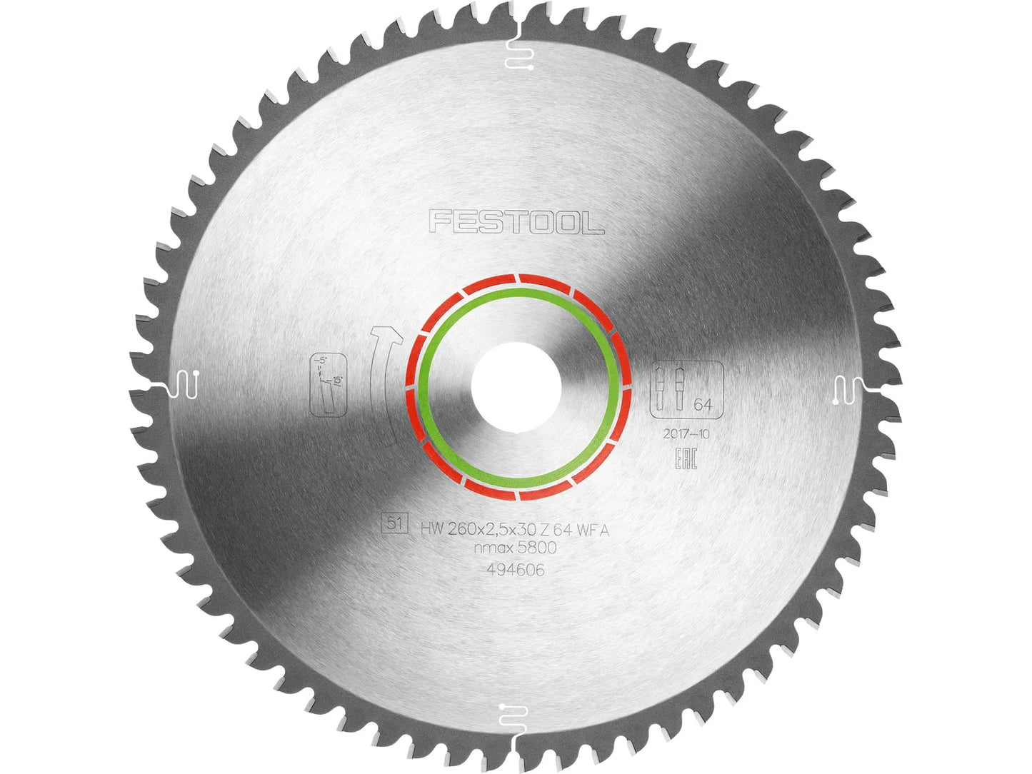 Sawing disc for laminate Festool; 260x2.5x30.0 mm; Z64; -5°