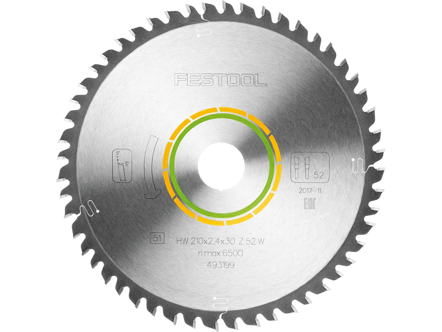 Sawing disc for laminate Festool; 210x2.4x30.0 mm; Z52; 5°