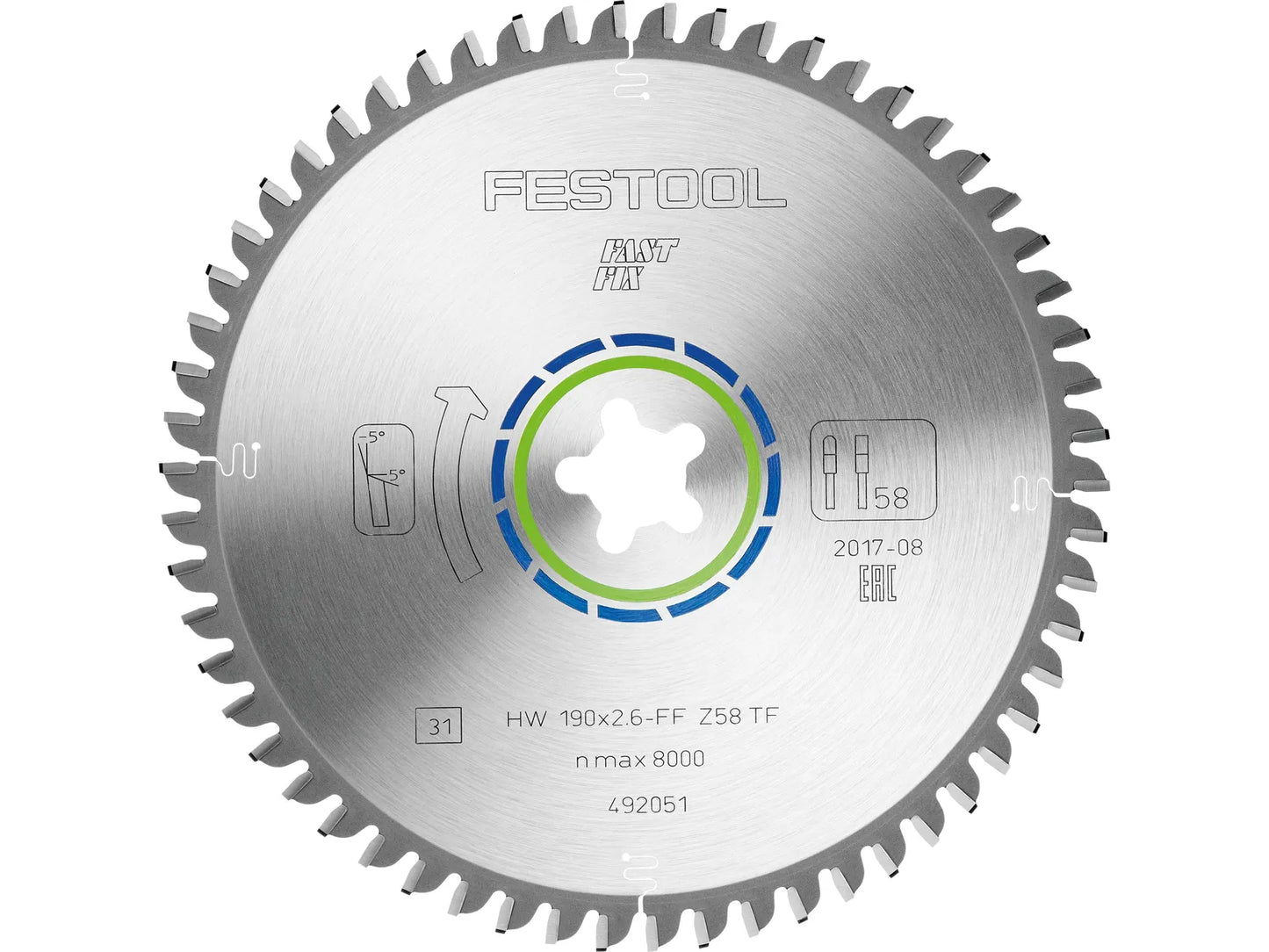 Sawing disc for aluminium Festool; 190x2.6xFF; Z58; -5°