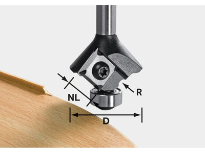 Rounding over router bit Festool HW S8 HW R1 D28 KL12.7OFK with bearing