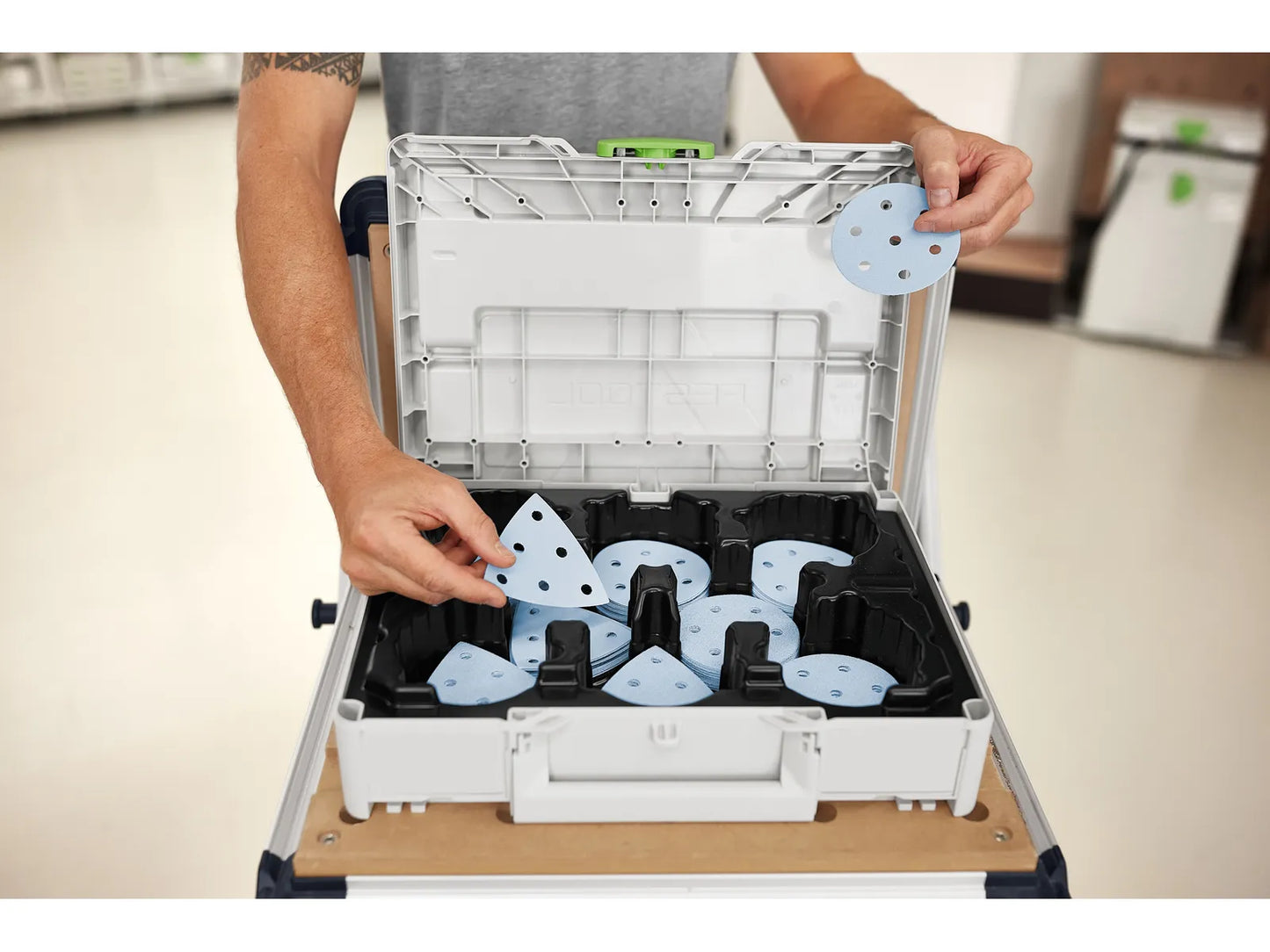 Papier de verre Festool Granat ; 90 mm ; P60/80/120/180 ; 160 unités